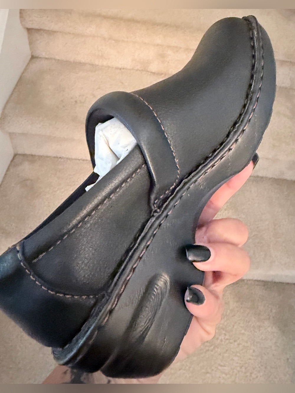 b.o.c. Black Leather Slip-On Women's Loafer